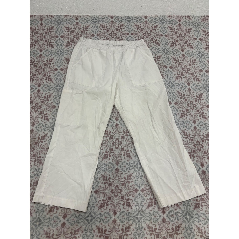 Scrubstar White Cargo Scrub Pants Elastic Waist Cotton Blend Size Small 3929